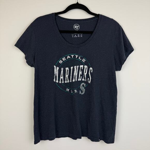 '47 Seattle Mariners Womens Scoop Neck MLB Baseball Logo Dark Blue T-Shirt XL - Picture 1 of 8